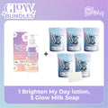 1 Brighten My Day Lotion, 5 Glow Milk Soap
