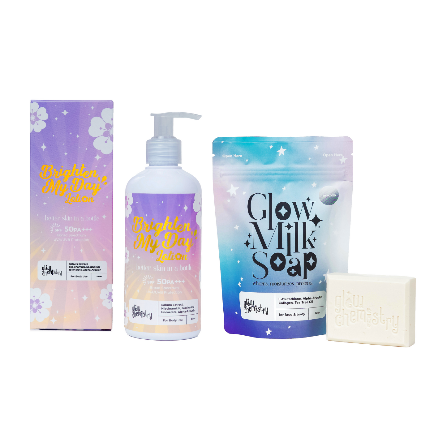 Brighten My Day Lotion, Glow Milk Soap