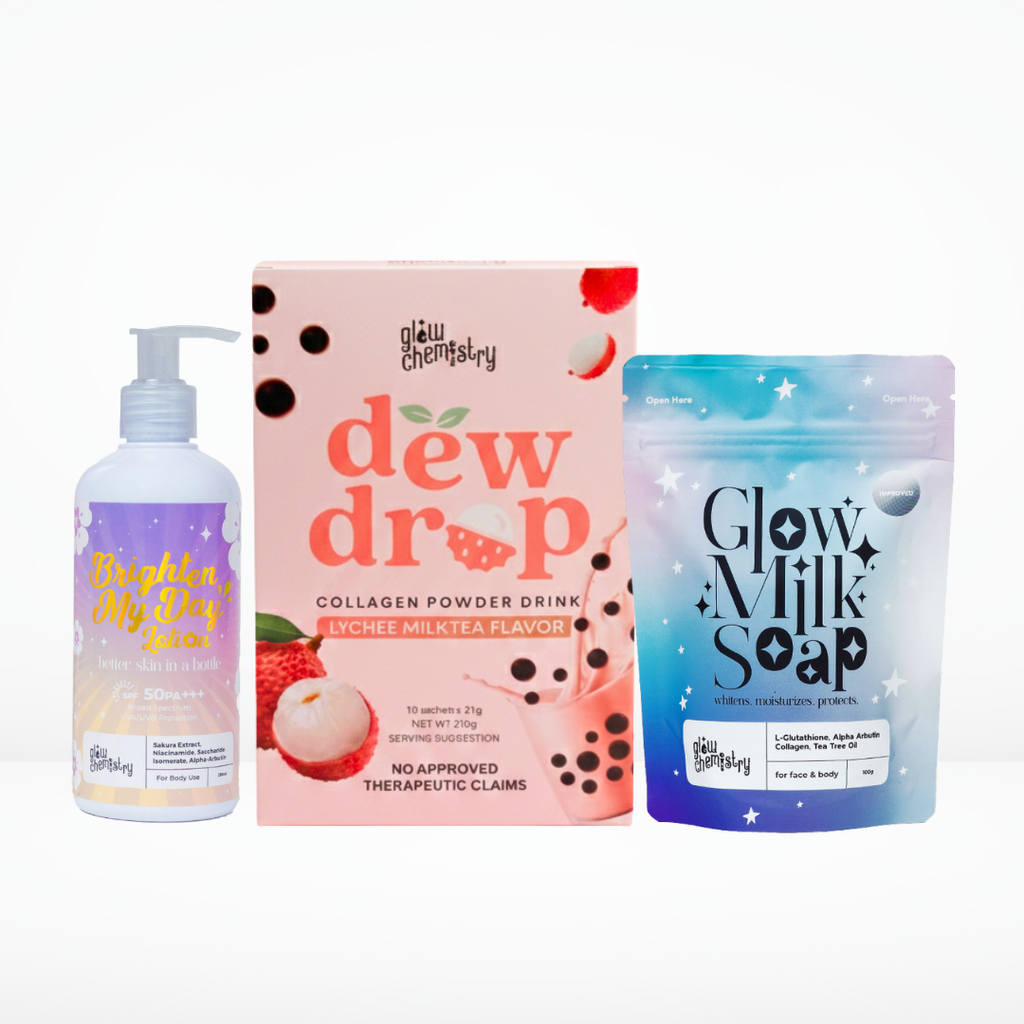 Dew Drop Collagen + Brighten My Day Lotion + Glow Milk Soap Bundle