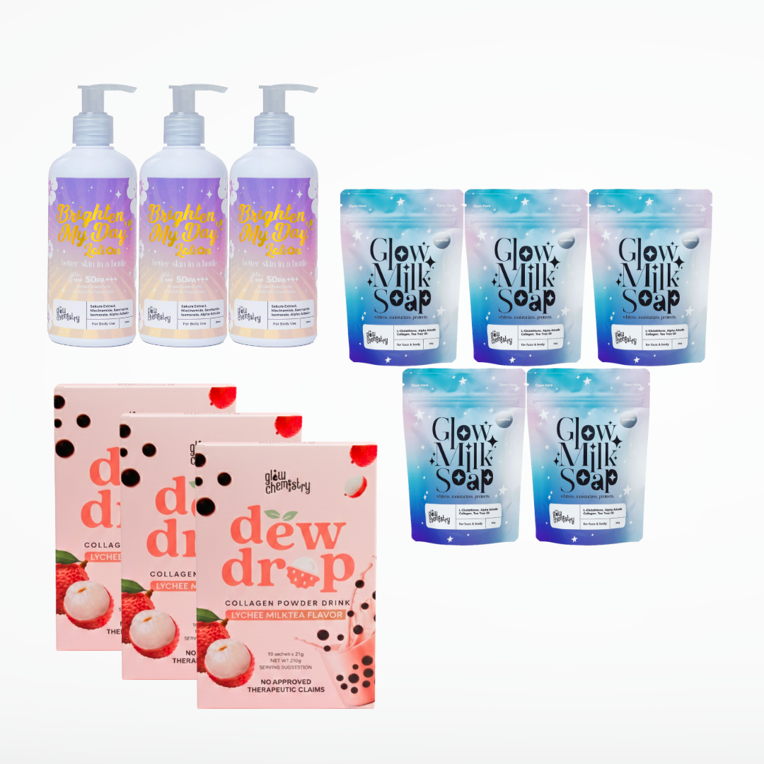 Dew Drop Collagen + Brighten My Day Lotion + Glow Milk Soap Bundle