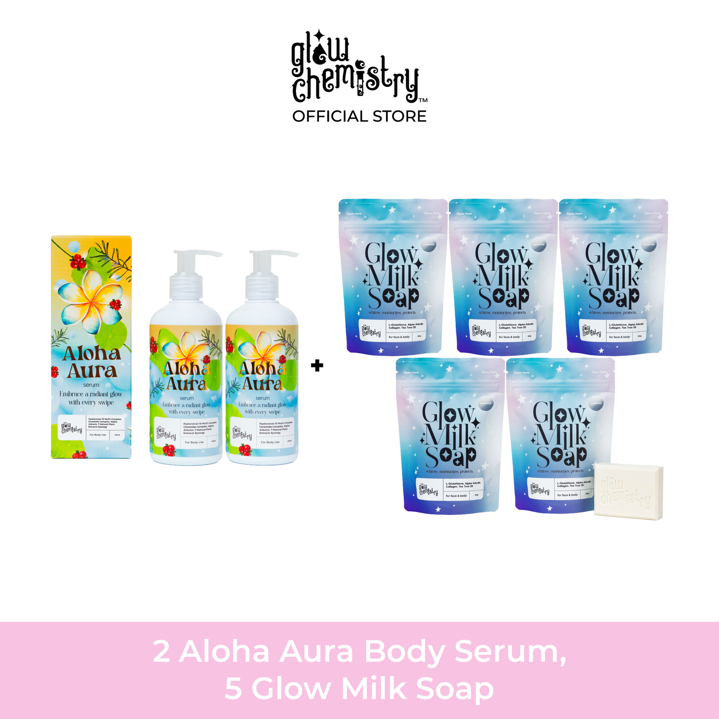 2 Aloha Aura Body Serum, 5 Glow Milk Soap