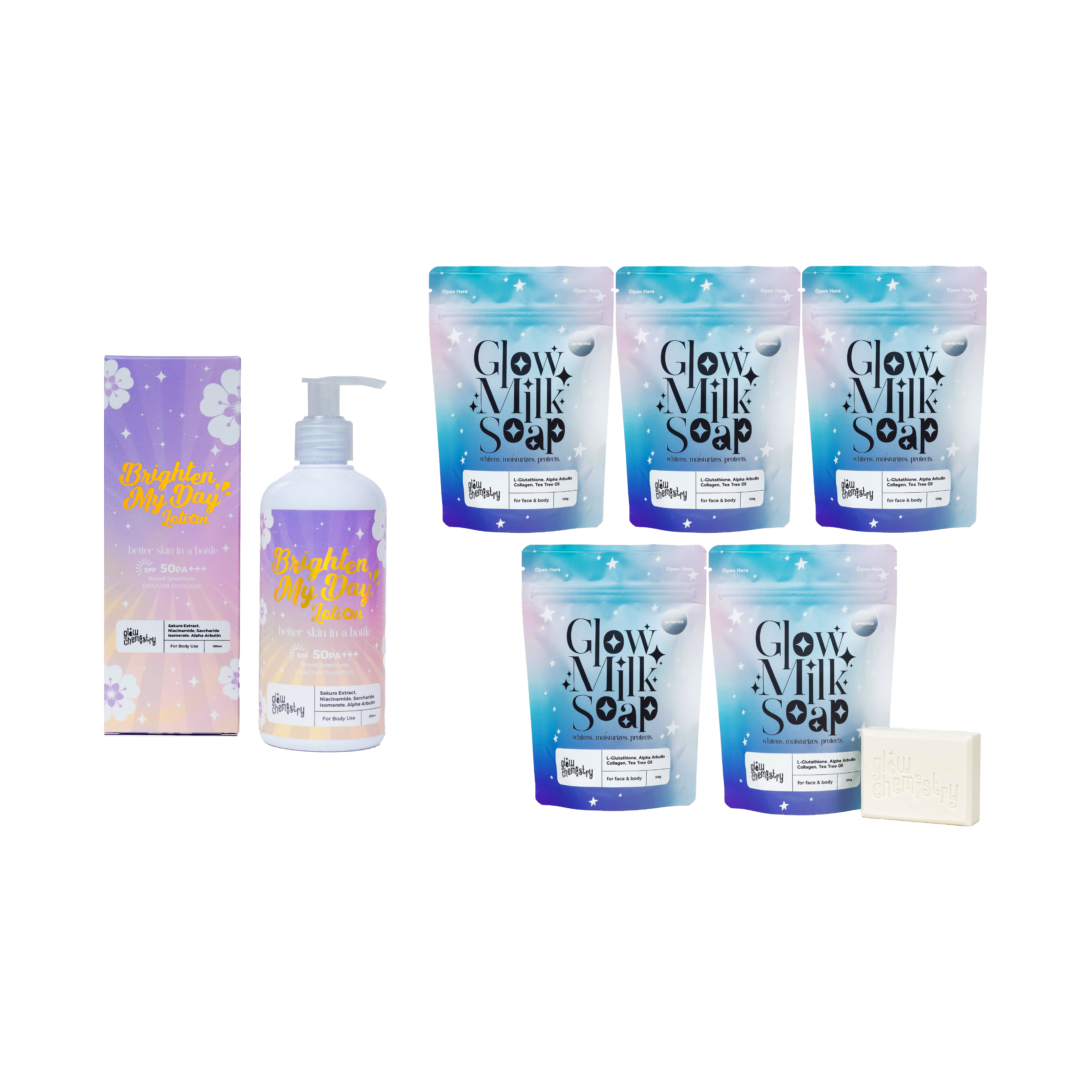 Brighten My Day Lotion, Glow Milk Soap